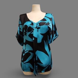 Elegant Black and Blue Women's Top